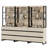 Aadam  3 PCS Modern 72" Tall Bookcase With 9 Drawers And Open Book Shelfs, Library Book Shelf With Storage Cabinet And Metal Base, Wood Freestanding Bookshelves For Home Office, Living Room,-2021504132-2021504134