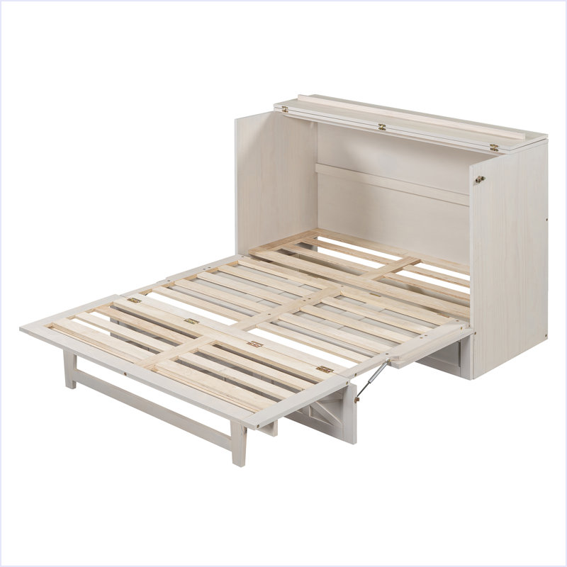 Lit escamotable double avec grands tiroirs, Blanc