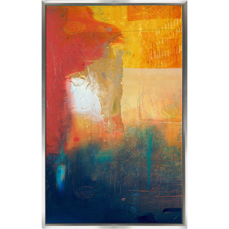 «Summer Set I», reproduction de peinture acrylique, H 33,5 po x l 21,5 po x P 2 po, Cadre flottant argent