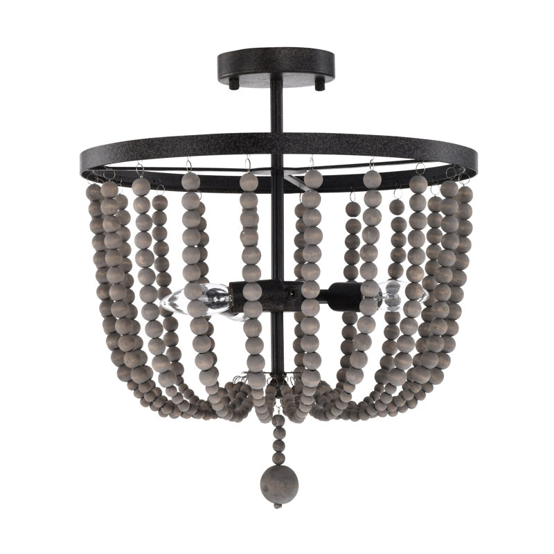 Kocher Semi Flush Mount, Rustic Iron, Silver