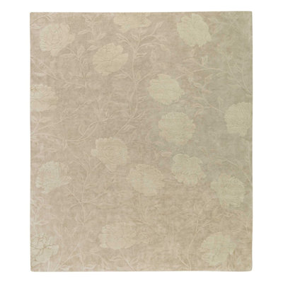 Peony Floral Area Rug in Beige/Neutral/Taupe