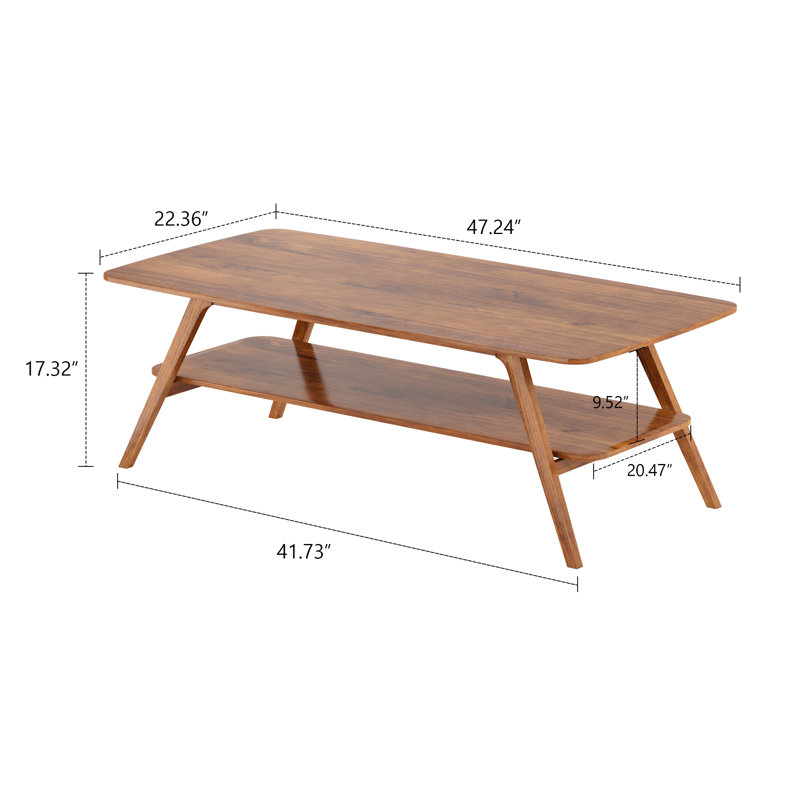 Latisia 41" Wide Solid Wood Coffee Table, Brown