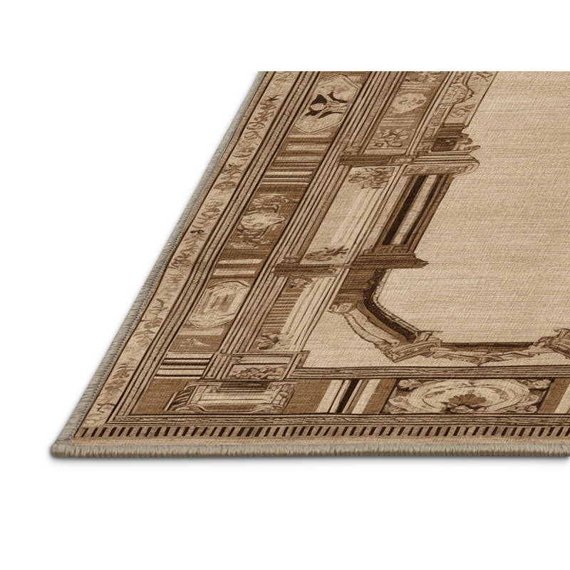 Tapis brun français lavable à la machine, Rectangle 2 pi x 3 pi