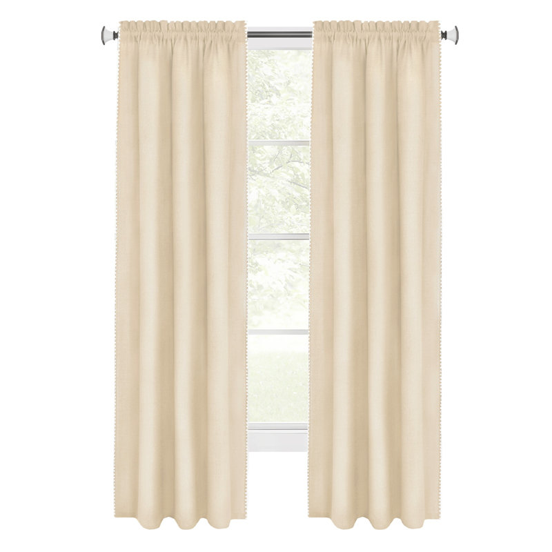 Semi Sheer Curtain Single Panel, Tan/White, 52" W x 84" L