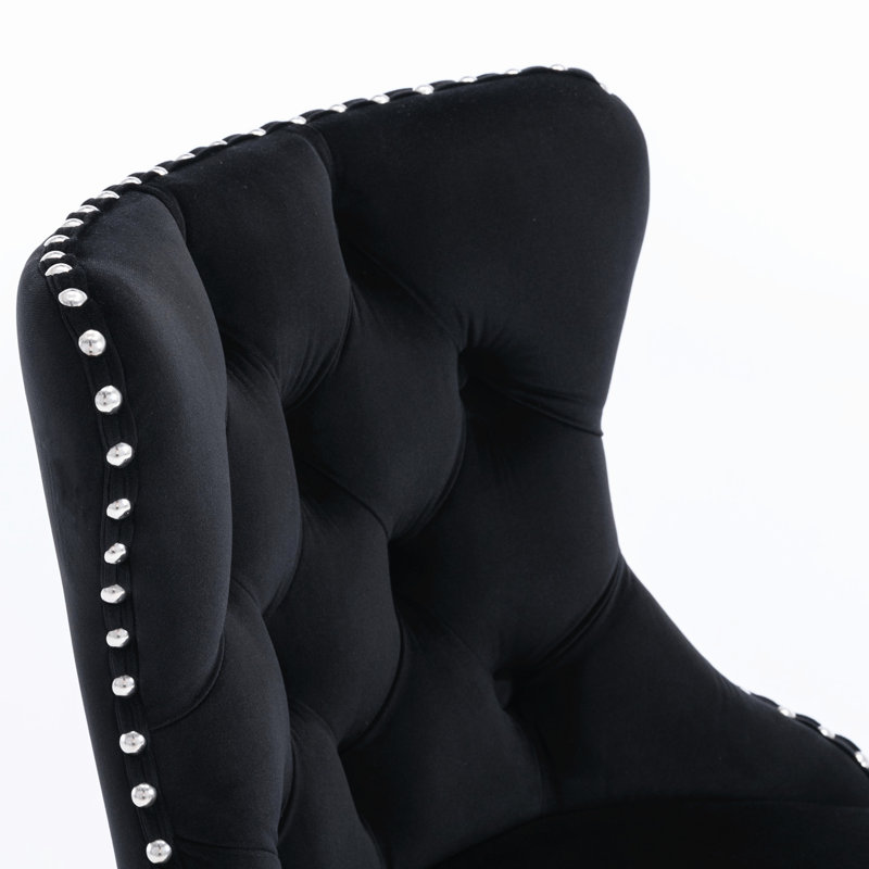 Velours moderne avec hauteur de siège réglable, base et dossier mignon pour un îlot de cuisine de pub 2 pièces, tabourets de bar noirs, rembourré scintillant 2,