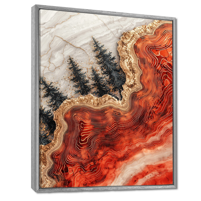 «Giavanni Forest Path of the Fire Opal Stone River II», art mural forêt, H 32 po x l 24 po, Reproduction avec cadre flottant