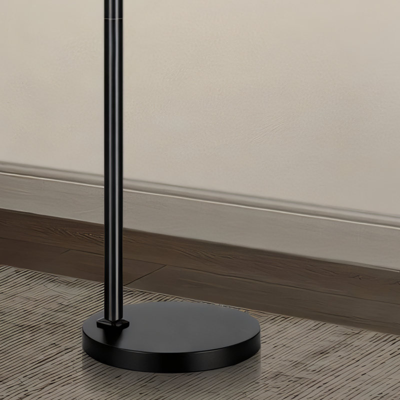 Black Upgraded Modern Curved Dimmable Floor Lamp With Linen Lampshade Design. Includes A 1200-Lumen LED Bulb. Suitable For Living Rooms, Studies, Bedrooms, Offices, And Children's Rooms.