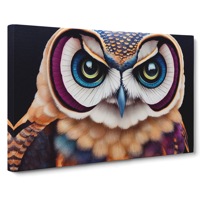 Owl Watercolour Vol.2 - Wrapped Canvas, 35cm H x 50cm W x 3cm D