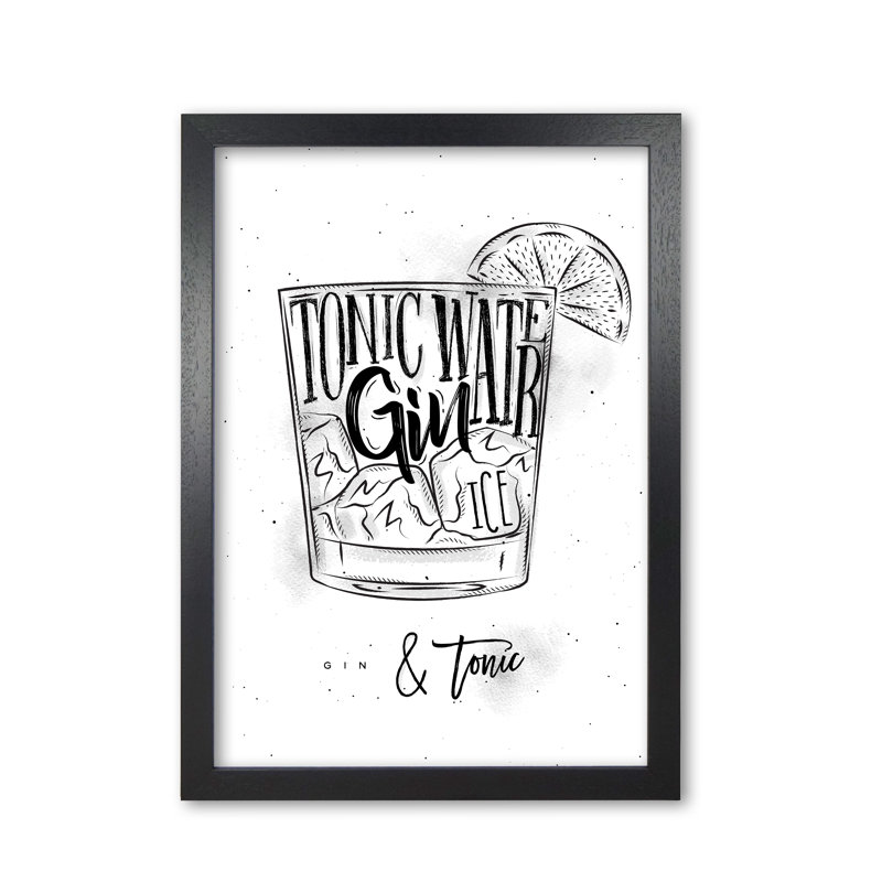 Gin And Tonic - Print, Black Grain Frame, 30 cm H x 21 cm W x 5 cm D