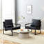 Set Of 1 Classic Black PU Leather And Metal Frame Sofa -Ergonomically Designed