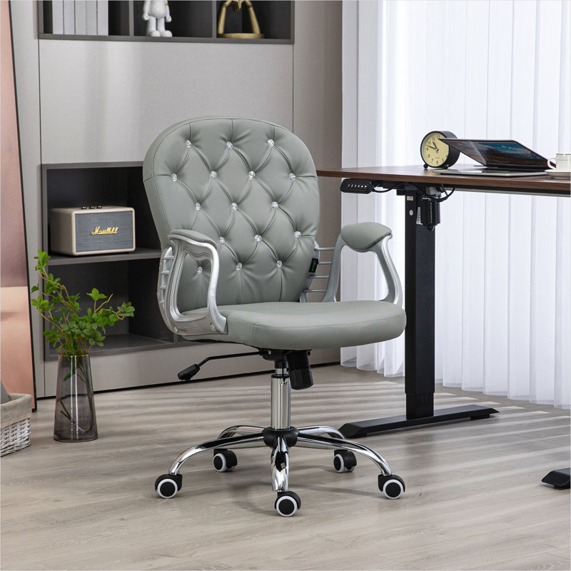 Bureau réglable réglable en similicuir de 23,5 po x 23,8 po x 40,5 po avec siège pivotant