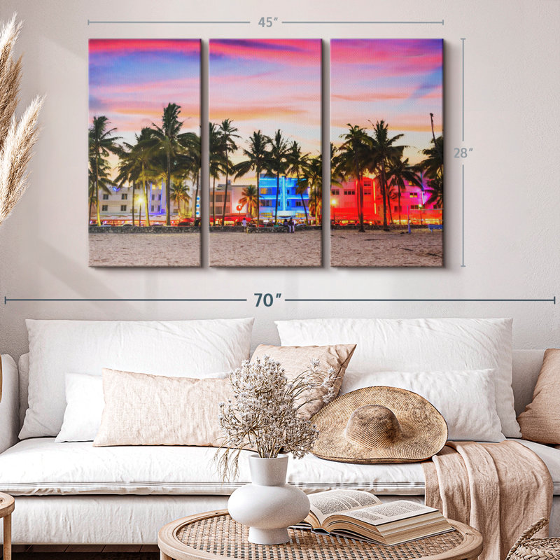 «Miami Beach USA» sur, H 28 po x l 45 po