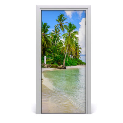 Tropical Beach Door Decal