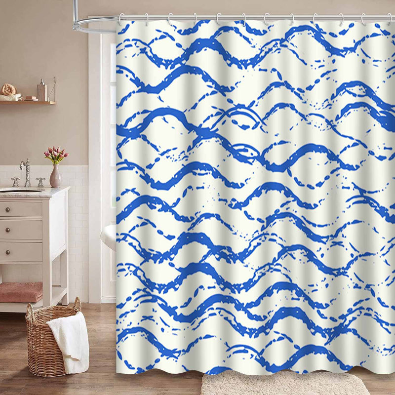 Rideau de douche imperméable Nautical Wave, L 72 po x l 84 po