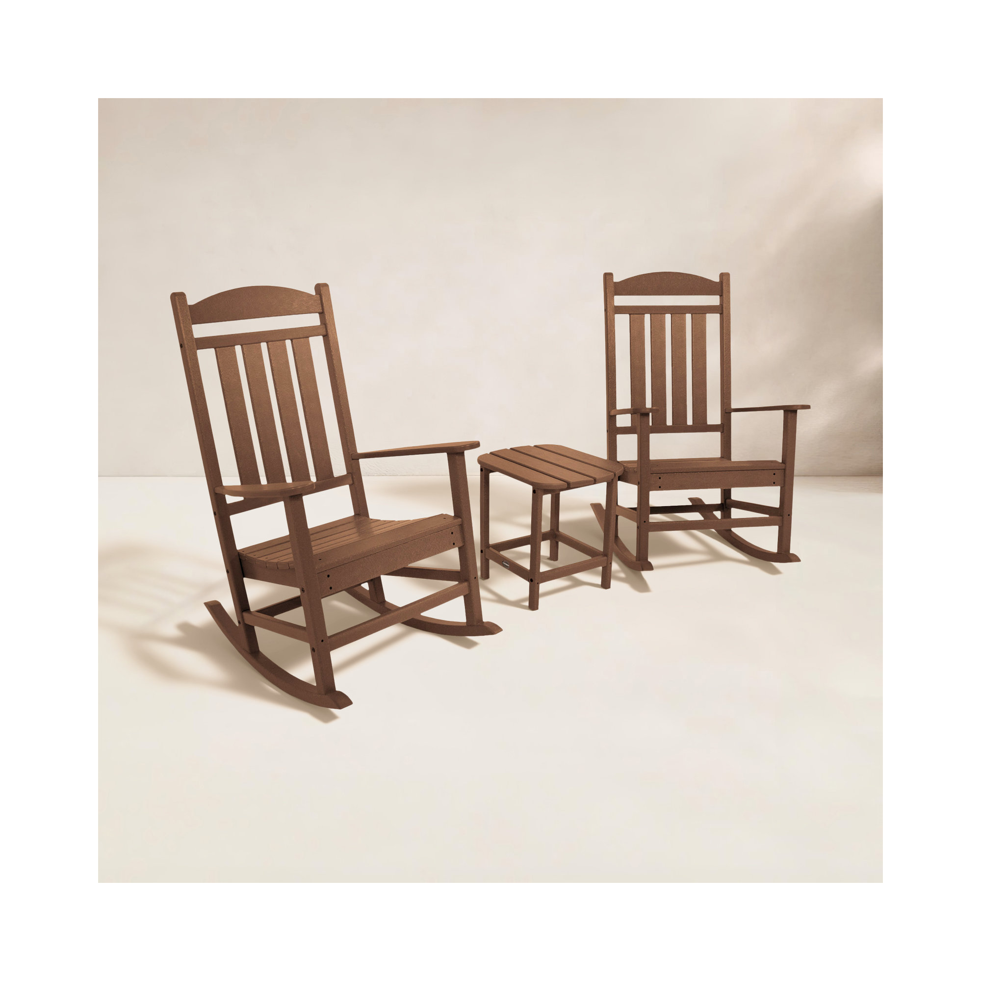 POLYWOOD Presidential Rocker 3-Piece Set, Teak