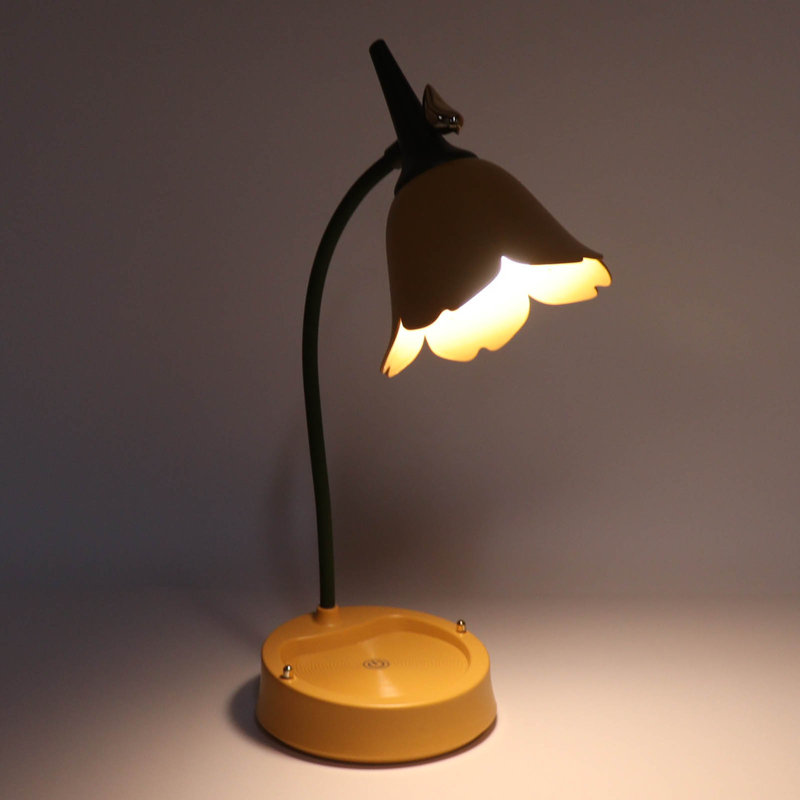 Lampe de bureau 3W à DEL tactile avec 3 vitesses et intensité variable pliable pour table de bureau USB 5V orange
