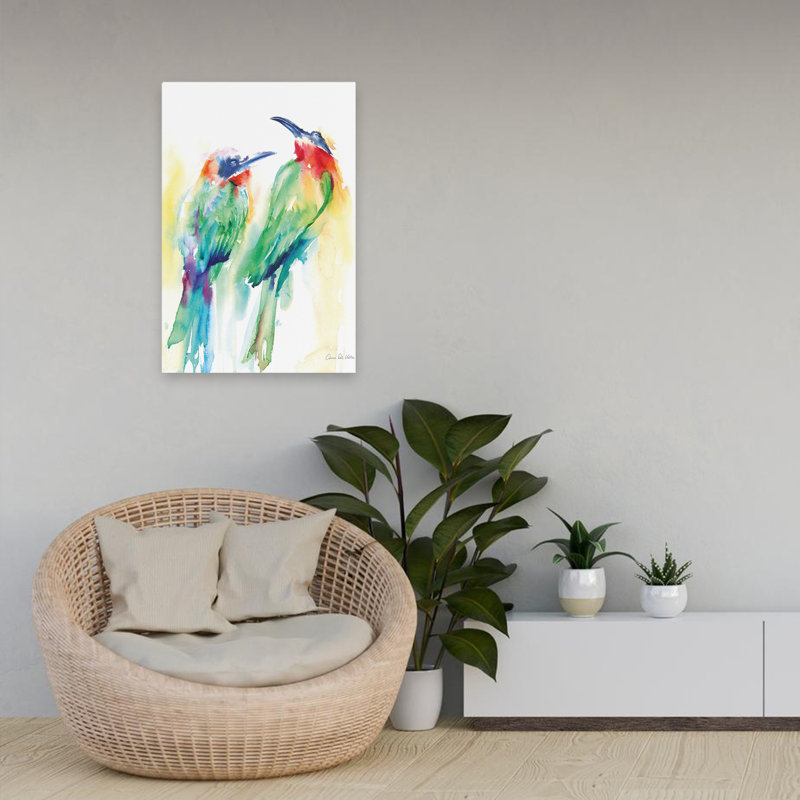 Oiseaux tropicaux - animaux abstraits, oiseaux, art bleu, H 24 po x l 16 po