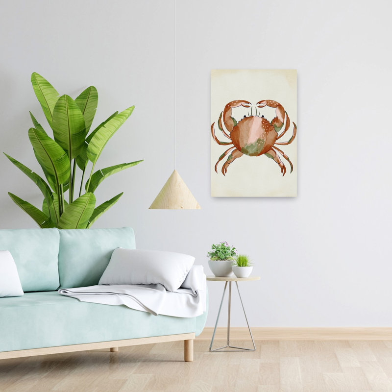 Aquarelle, crabe, coquillages, crabe