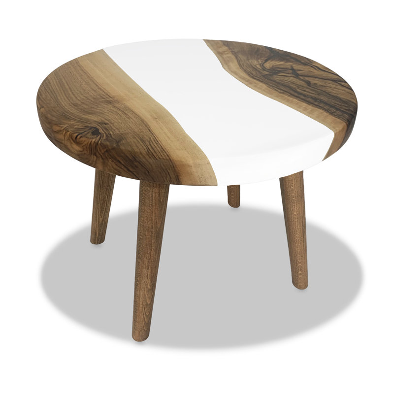 Gamba Di Legno Coffee Table, 17.7" H x 35.4" L x 35.4" W, White/Walnut