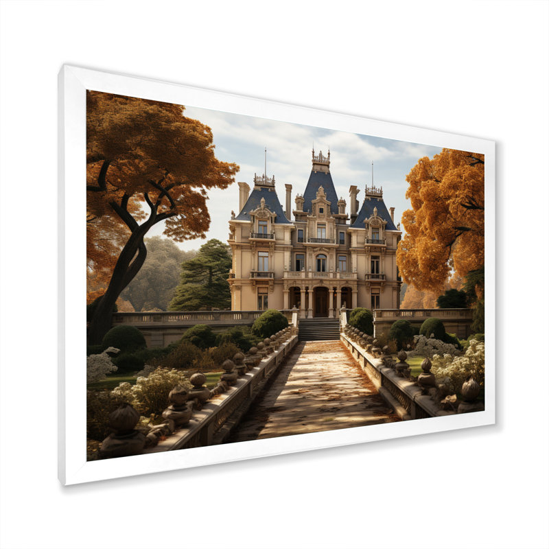 Masiah France Chateau Charisma - impression, H 24 po x l 32 po x P 1 po, Cadre simple blanc