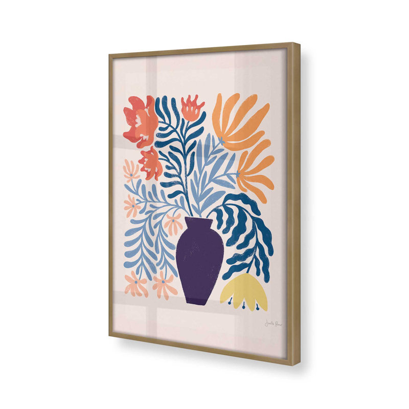 «Playful Garden Vase II», H 37,25 po x l 25,25 po, Cadre doré brossé