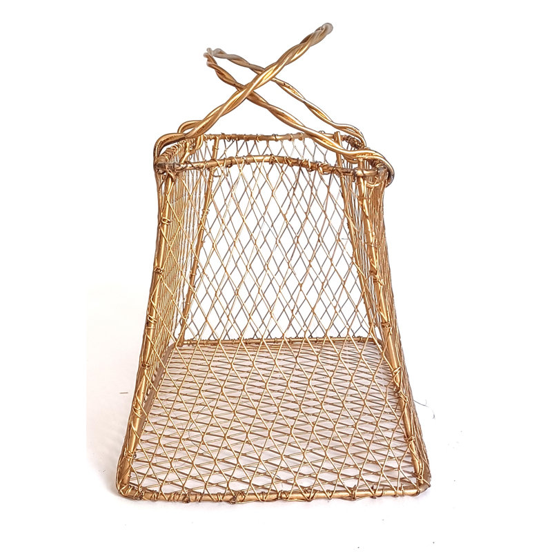 Wire Bag Tote Gold Tone