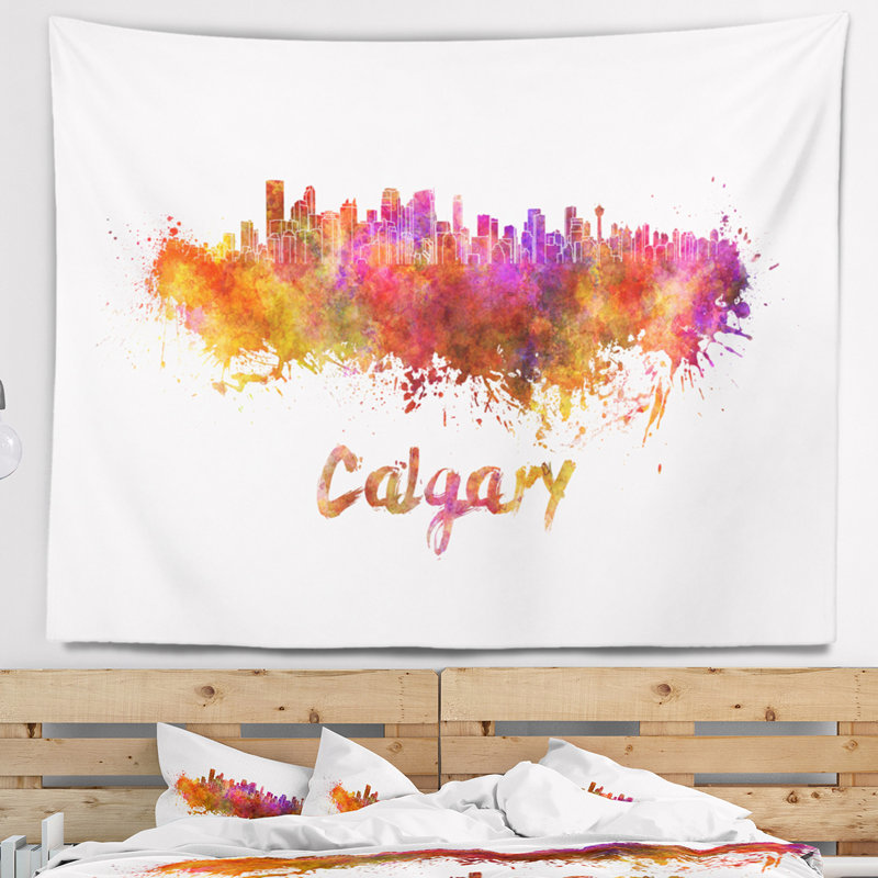 Tapisserie de calgary skyline Cityscape, H 50 po x l 60 po