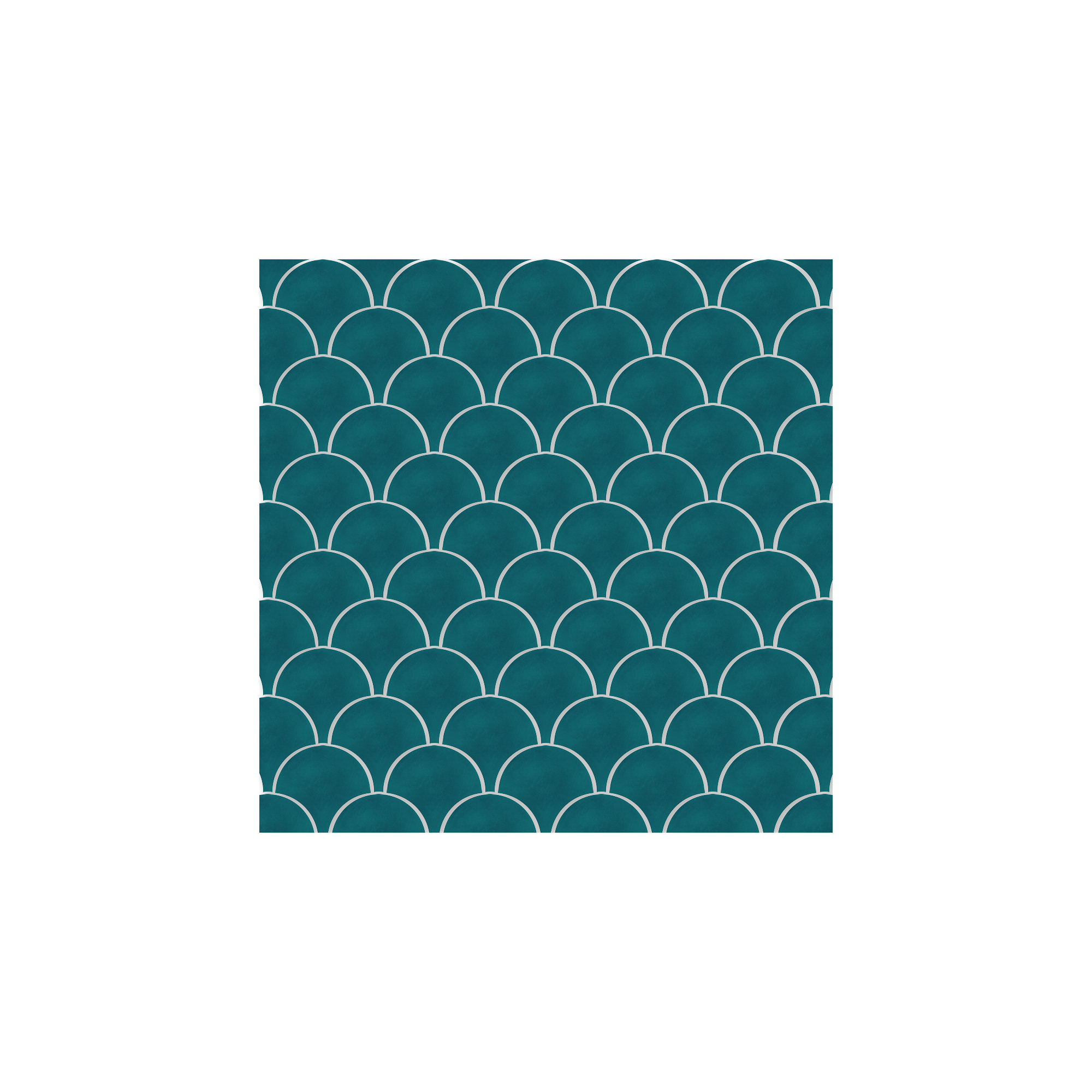 Solid Fishscale 8" x 8" Cement Wall & Floor Tile, Channel Blue