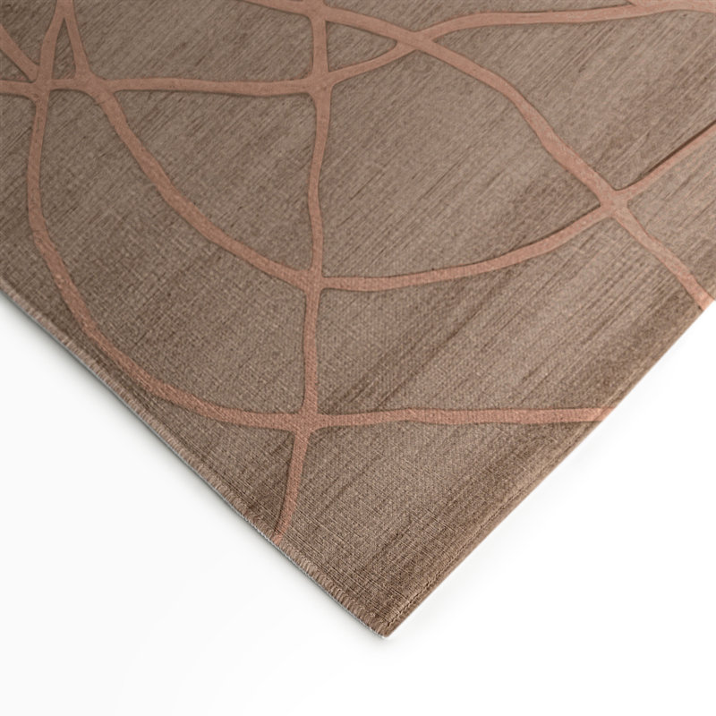 Abstract Brown Indoor and Outdoor Area Rug, Rectangle 9 pi x 12 pi