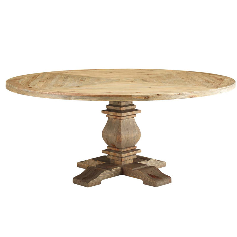 Modway The Barn Wild Hen Round Pine Wood Dining Table, 30" H x 71" L x 71" W