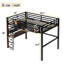 Grand lit mezzanine en métal avec bureau, panier de rangement-194727513
