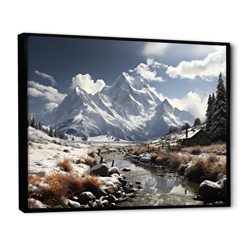 Bernaldino France Majestic Mont Blanc - impression, Cadre flottant noir, 12" H x 20" W
