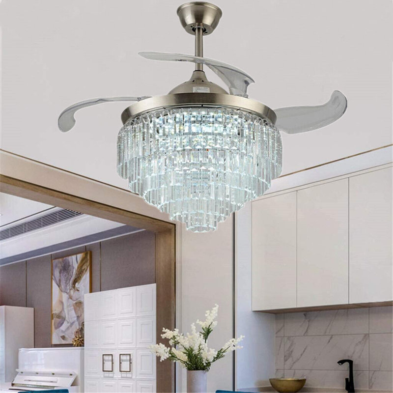 42'' Giuseppino 3 - Blade LED Crystal Ceiling Fan with Remote Control with Light Kit Included