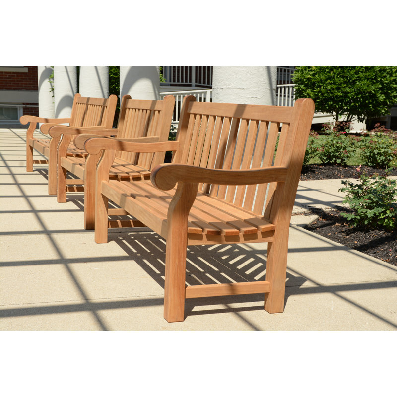 Theodore Teak Outdoor Commercial Bench, 38" H x 48" W x 28.25" D