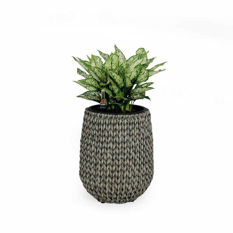 13.4" Self-watering Wicker Planter