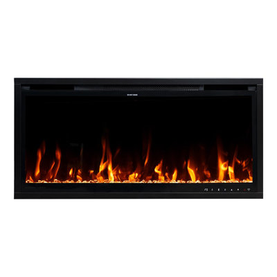 Ultra Thin Aerus Slim Recessed or Wall Mounted Electric Fireplace, Alexa/Wifi Enabled