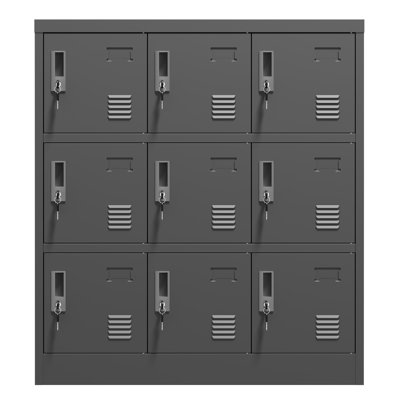 9-Door Employee Storage Locker, Metal Lockers for Office, Gym, School, and Homewith Card Slot