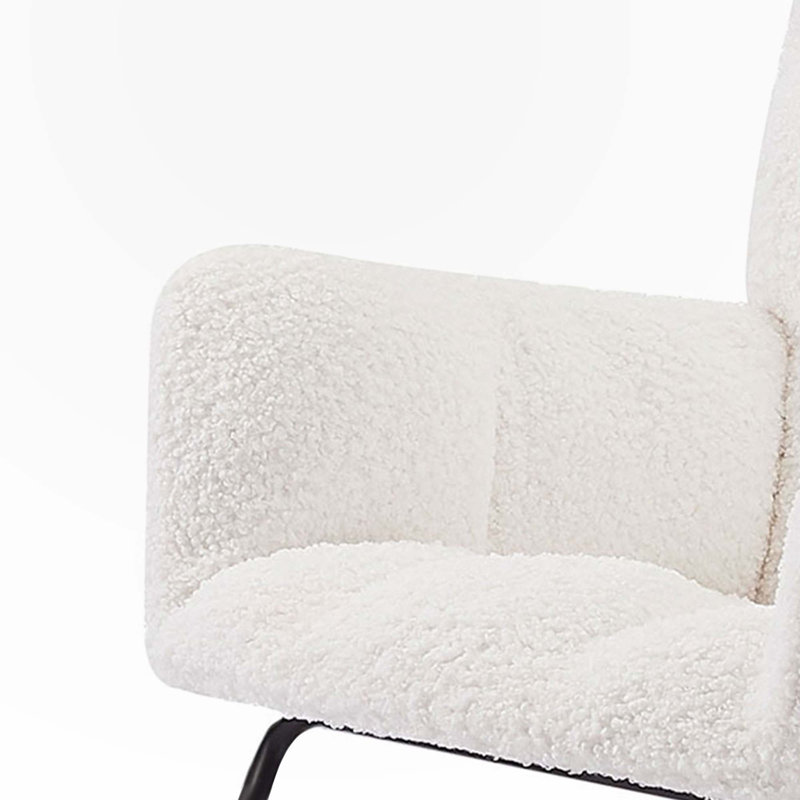 Ensemble de fauteuil à bascule avec repose-pieds Lorrane, Blanc cassé