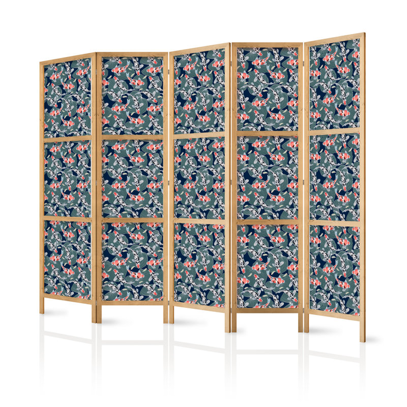 171cm H Solid Wood Folding Room Divider, 171cm H x 225cm W x 1.2cm D, 5