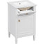 Meuble-lavabo blanc de 20 po avec lavabo, tablette réglable et tiroir inclinable, conception moderne pour les salles de bain compactes, pieds en bois massif, poignées dorées, armoires autoportantes