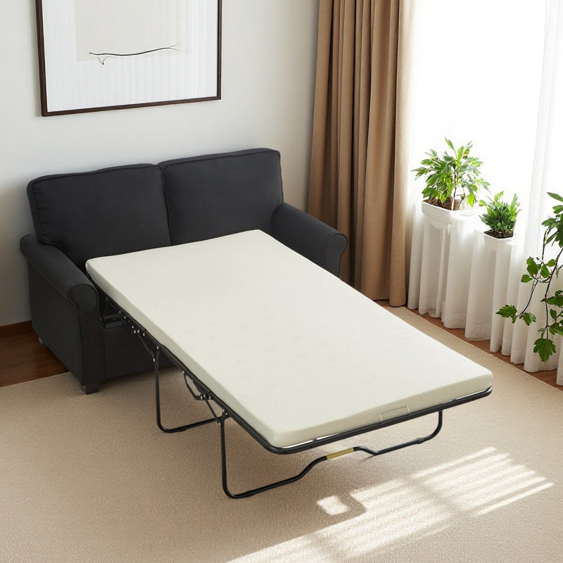 Futon de canapé-lit convertible 3-en-1 avec matelas 57 pouces de large convertible 57 po, Noir