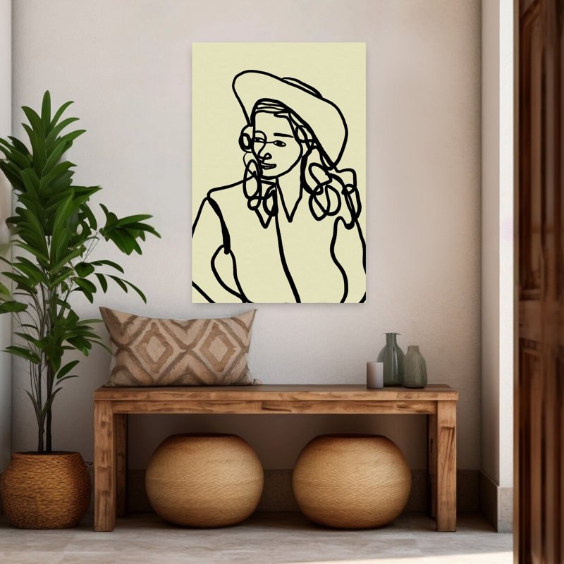 «Modern Cowgirl Line», impression élégante de portrait minimaliste moderne, 48" H x 32" W