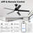  Vaczon 52" Smart Dimmable Ceiling Fan with 3CCT LED Lights, APP and Remote Control, 6-Speed Reversible DC Motor, Double-Sided Wood Blades, Timer, 6''/10'' Downrods-1858927488