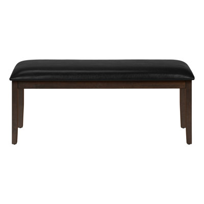 Banc noir rembourré de 48 po avec structure en bois massif brun - pour la salle à manger, le couloir, le vestibule,