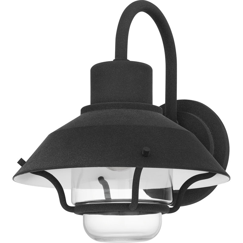 Adamm 1-Light Mottled Black Outdoor Wall Lantern, 13" H x 11" W x 12.25" D