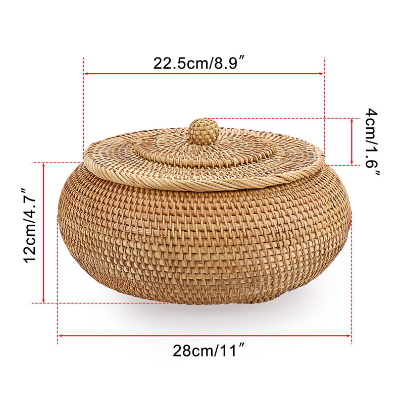 Round Rattan Boxes with Lid