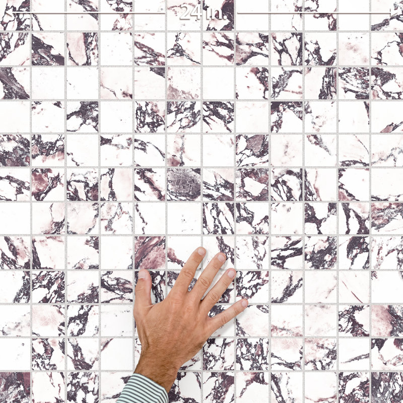 Touche 2" Square 11-3/4 In. X 11-3/4 In. Porcelain Mosaic Tile, Red/White