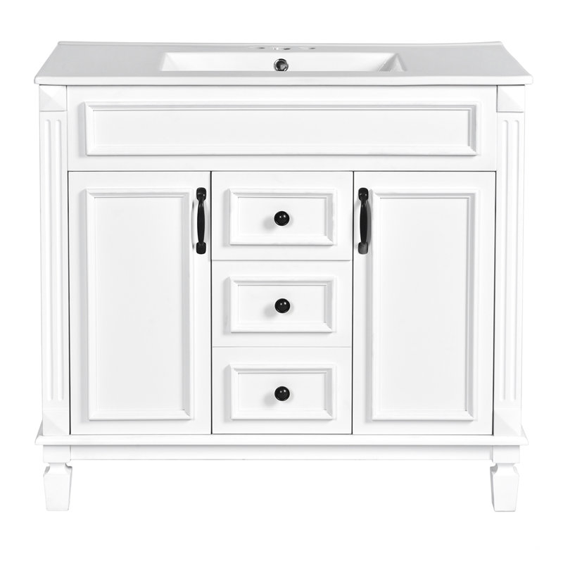 Armoire de rangement pour meuble-lavabo 36 po avec 2 tiroirs 36 po, Blanc