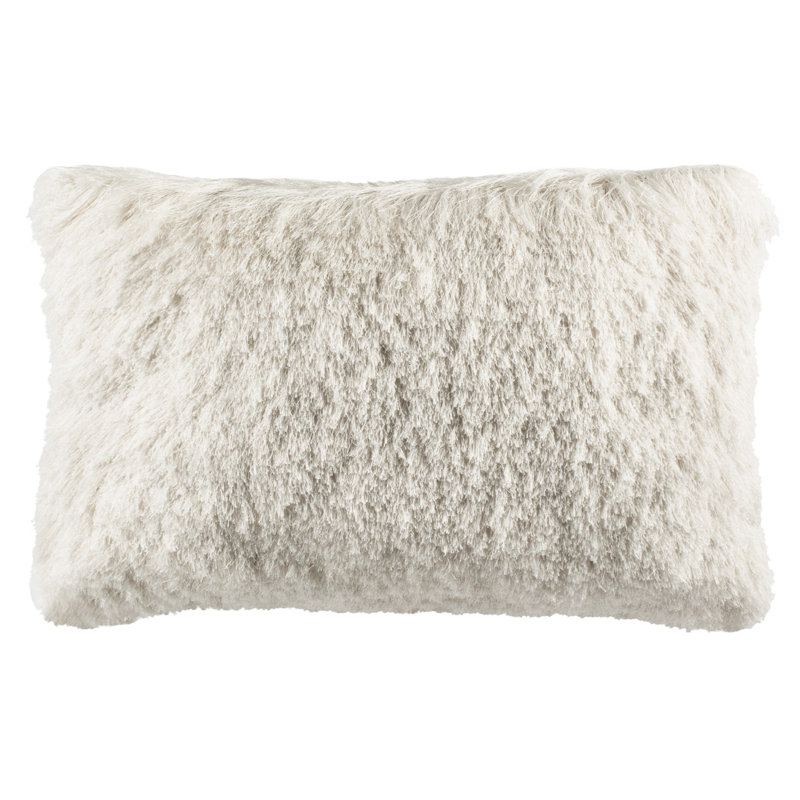 Ivory Faux Fur 20'' Square Shag Pillow