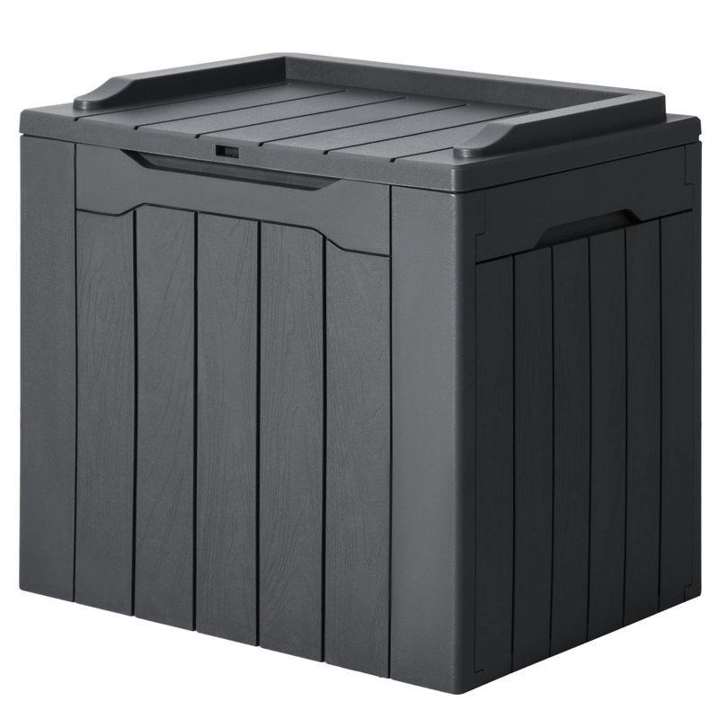 East West Furniture 22'' W 31 Gallons Water Resistant Resin Deck Box, Gray